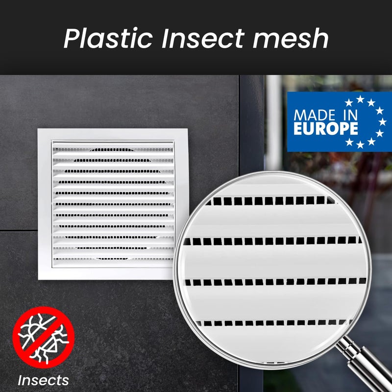 Repa Market 4 Inch White Dryer Vent Hood/Duct Cover for Walls or Ceiling/ABS Plastic Louvered Air Grille with Built-In Mesh Screen/Exhaust and Dryer Vent Covers for Indoor & Outdoor Use - Image 4